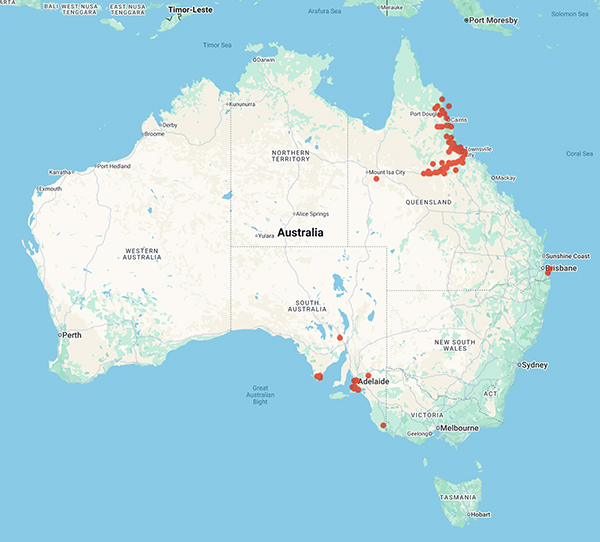 collecting locality map for 'Correll, R.L.'