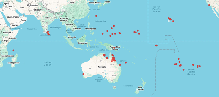 collecting locality map for 'Fosberg, F.R.'