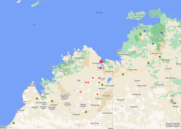 collecting locality map for 'O'Donnell, W.J.'