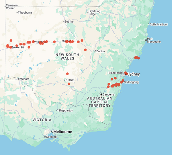 collecting locality map for 'Pidgeon, I.'