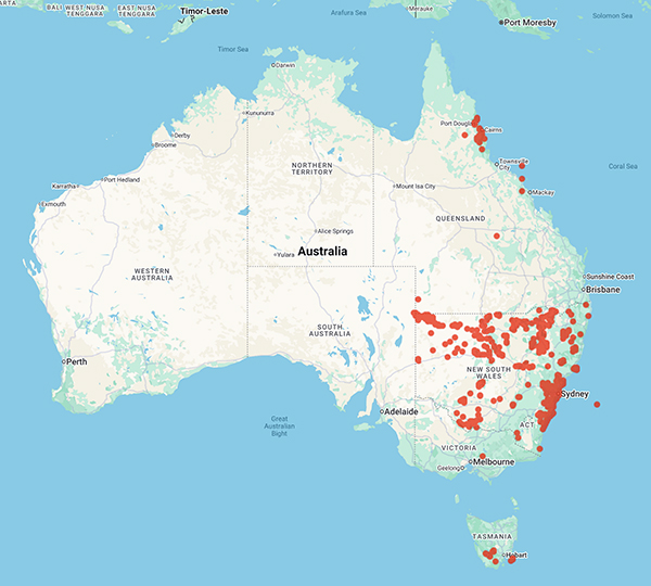 collecting locality map for 'Wiecek, B.M.'